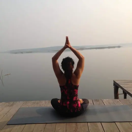 Yoga by the lake