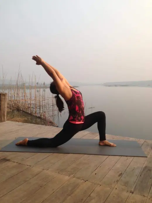 Yoga by the lake