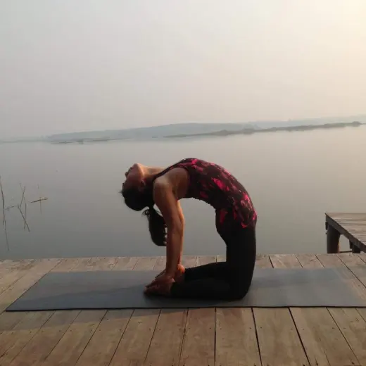 Yoga by the lake